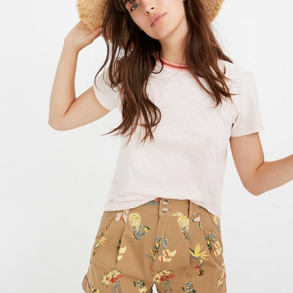 Madewell Tops - Madewell Whisper Cotton Ringer Tee in Lucid Pink